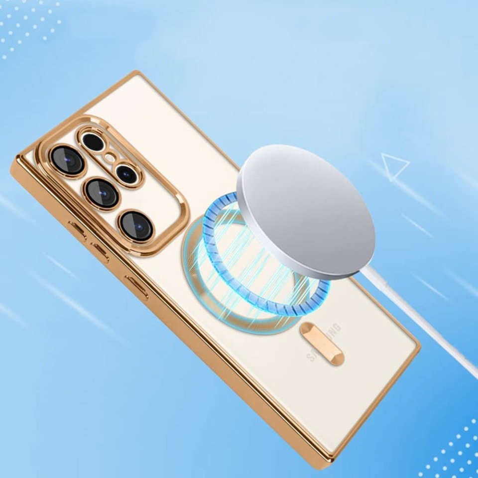 Husa pentru Samsung Galaxy S22 Ultra 5G, SKYDDAR INNOVATION, Luxury Shield Magsafe, Protectie Antisoc, set cu sticker, Auriu - 5