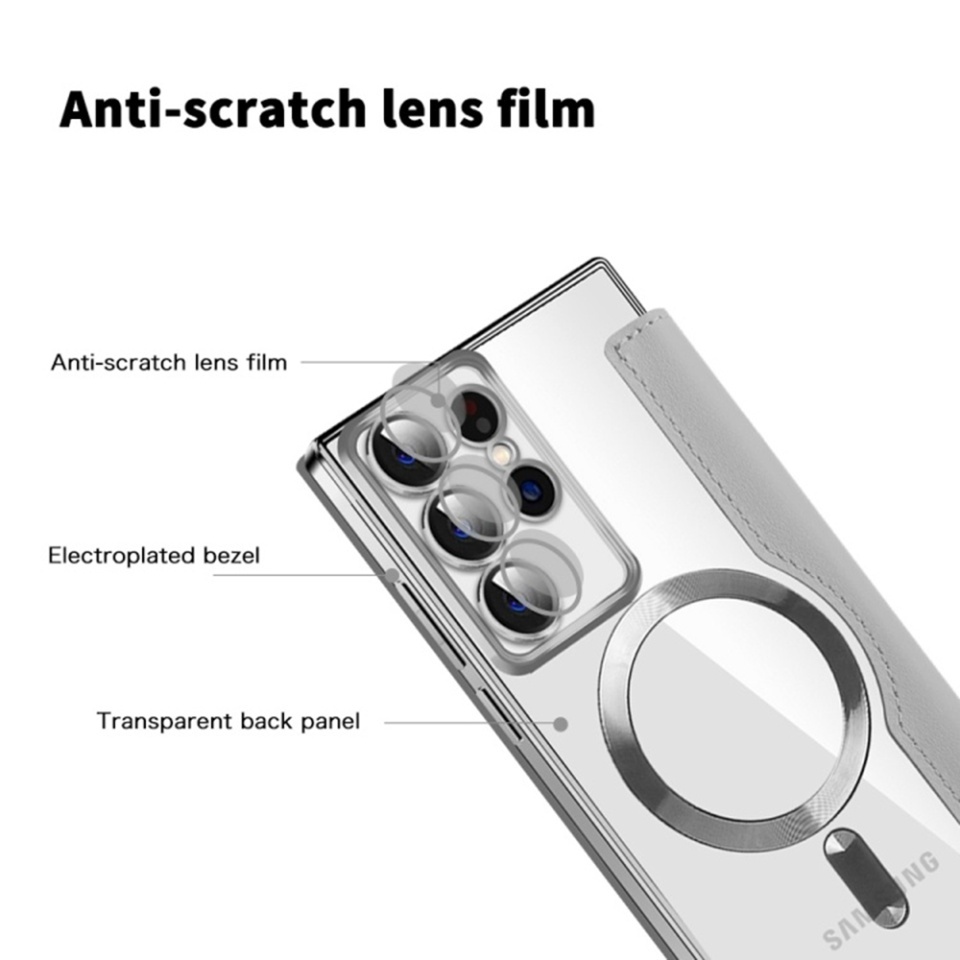 Husa pentru Samsung Galaxy S22 Ultra 5G tip carte, SKYDDAR INOVATION, SmartMag Book, Magsafe, RFiD, Suport Carduri, set cu sticker, Gri - 2 | YEO