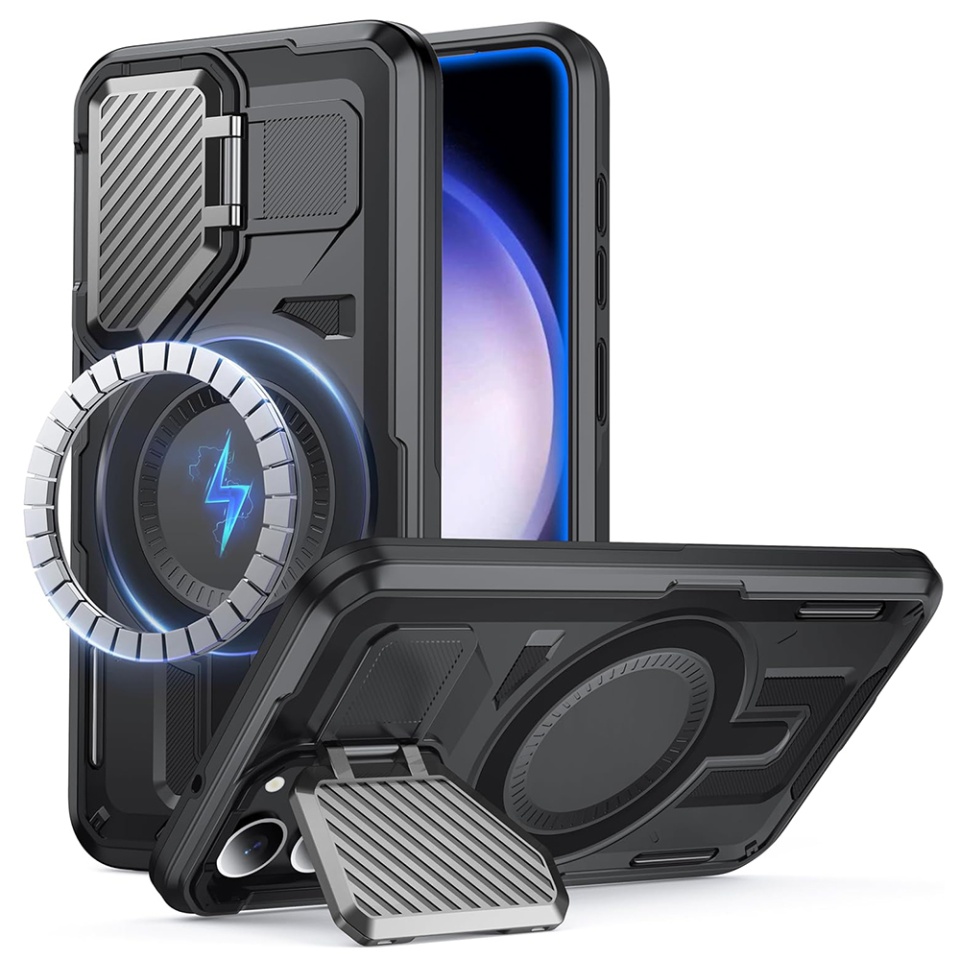 Husa pentru Samsung Galaxy S23 Plus, SKYDDAR INNOVATION, CamVault MagSafe cu Protectie Camera, set cu sticker, Negru