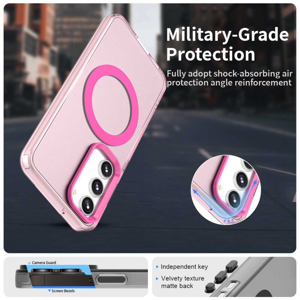Husa pentru Samsung Galaxy S23 Plus, SKYDDAR INOVATION, CandyCase, Magsafe, set cu sticker, Roz - 1 | YEO