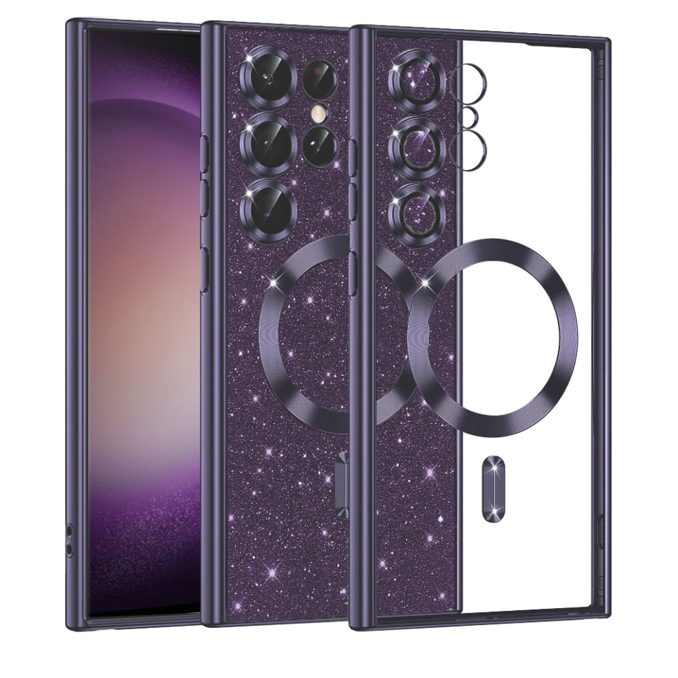 Husa pentru Samsung Galaxy S23 Ultra Design Antisoc, Fundal Detasabil 2-in-1, Protectie Superioara, Margini Ridicate, SKDR Glitter - Mov