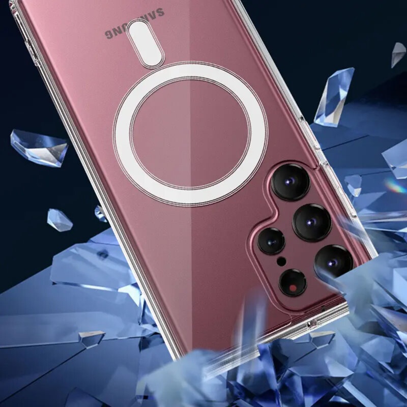 Husa pentru Samsung Galaxy S23 Ultra, SKYDDAR INNOVATION, Shockproof MagSafe, Transparenta, set cu sticker - 2 | YEO