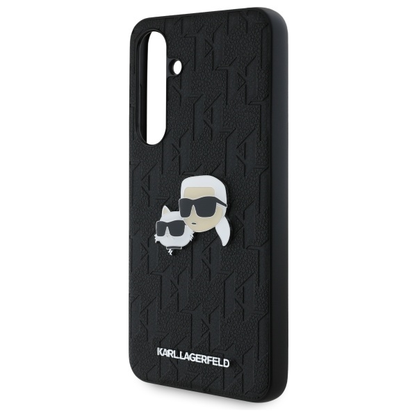 Husa pentru Samsung Galaxy S24 FE, Hardcase Leather Monogram, Karl Lagerfeld - Negru Karl&Chaoupette - 1 | YEO