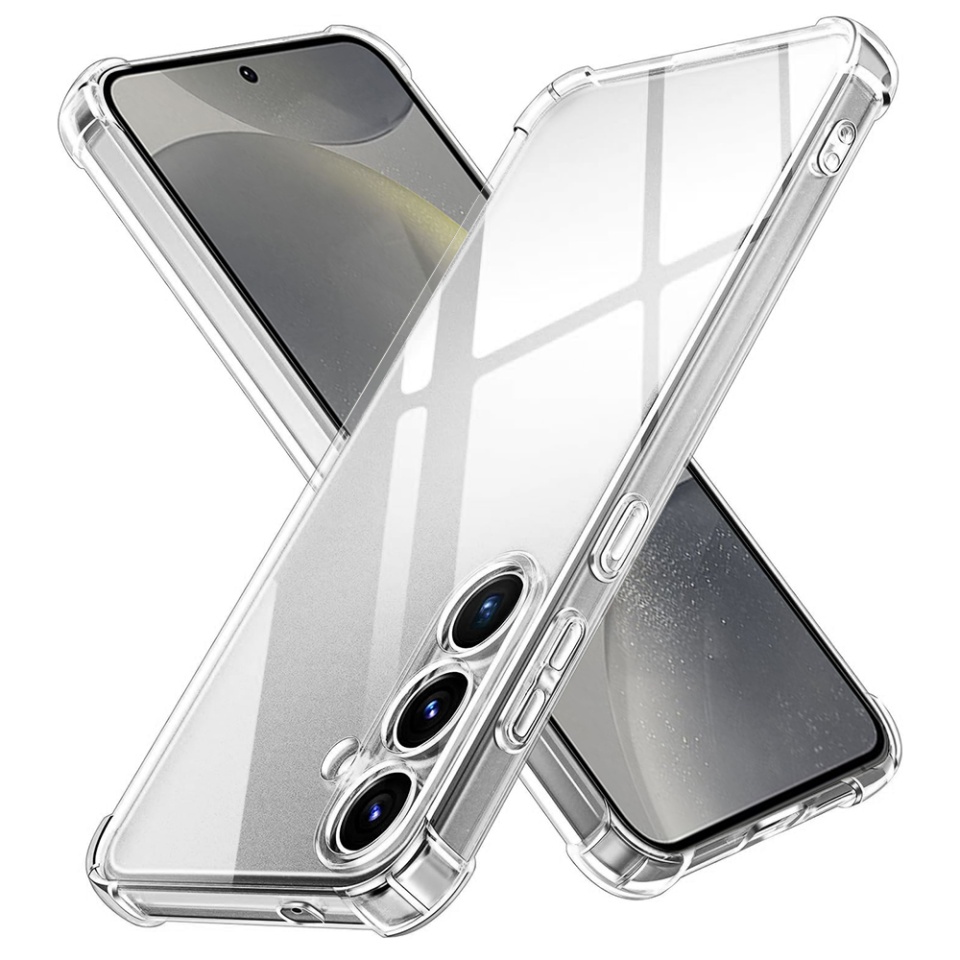 Husa pentru Samsung Galaxy S24 FE , SKYDDAR INNOVATION, Shockproof Clear din Silicon Slim, Transparenta, set cu sticker