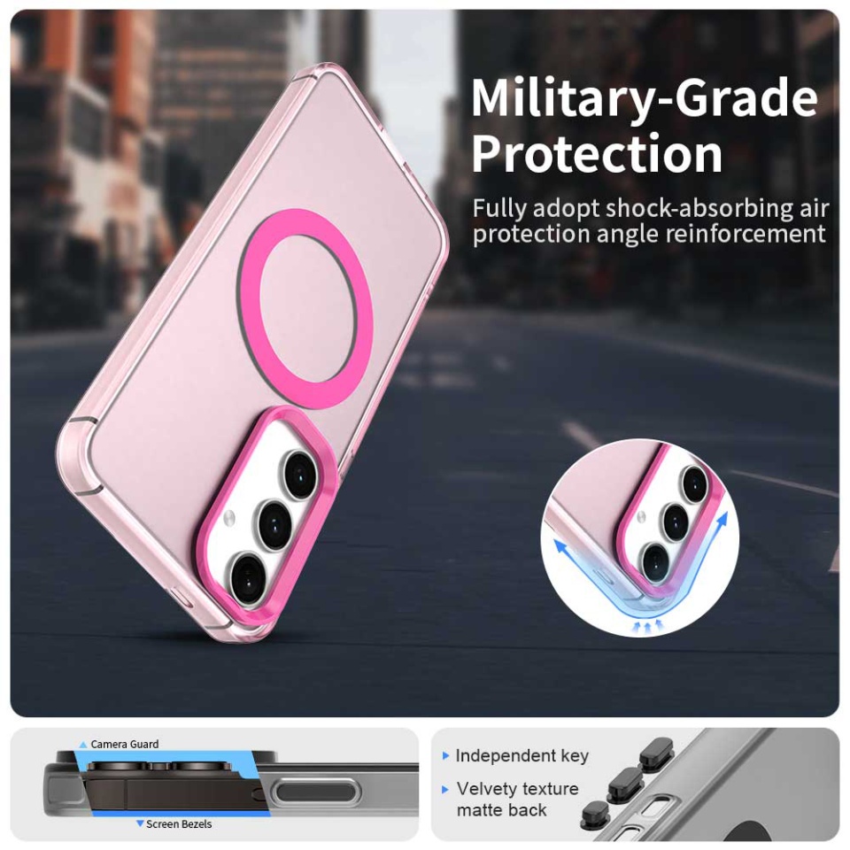 Husa pentru Samsung Galaxy S24 / Galaxy S25, SKYDDAR INOVATION, CandyCase, Magsafe, set cu sticker, Roz - 1 | YEO