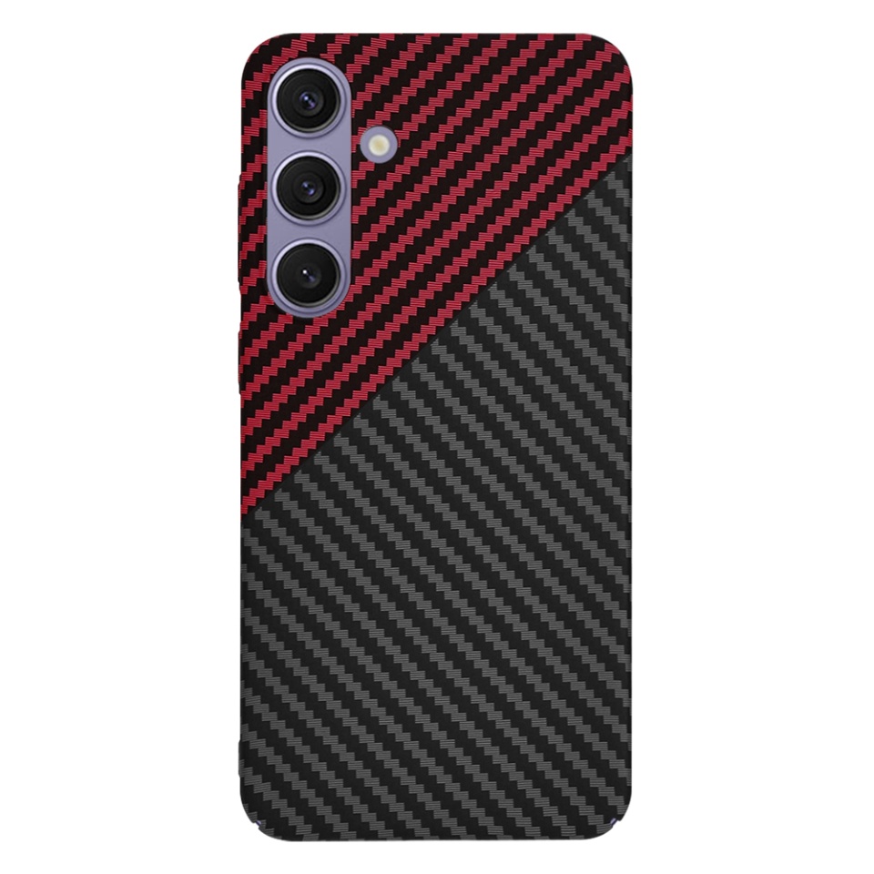 Husa pentru Samsung Galaxy S24 Plus, SKYDDAR INNOVATION, Carbonite FiberShell, Rosu inchis, set cu sticker - 3 | YEO