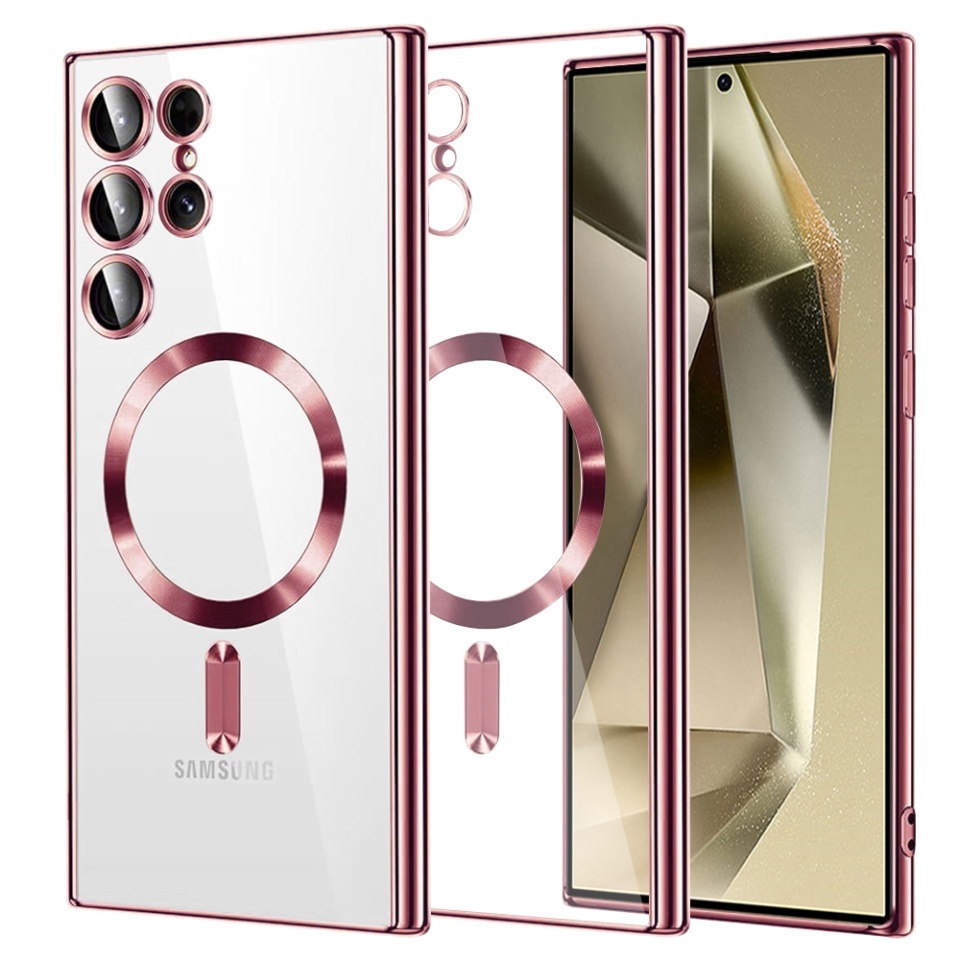 Husa pentru Samsung Galaxy S24 Ultra, SKYDDAR INNOVATION, Luxury Shield Magsafe, Protectie Antisoc, set cu sticker, Roz