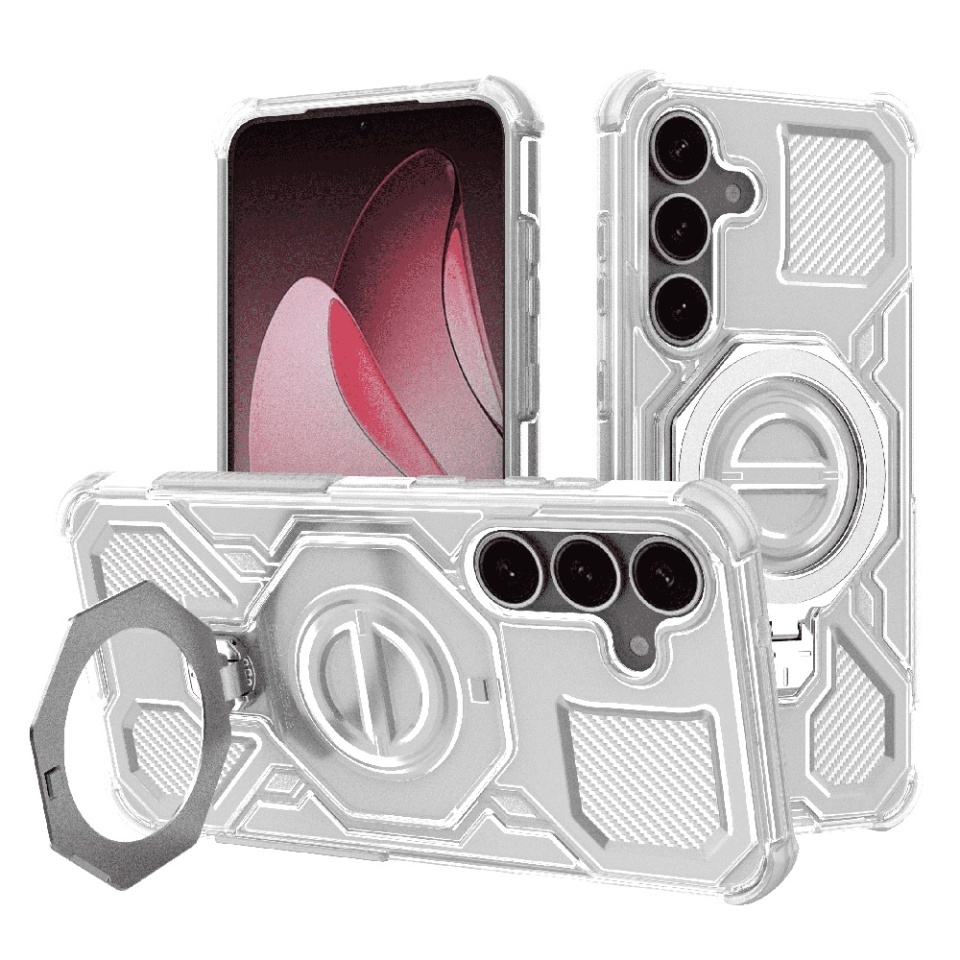 Husa pentru Samsung Galaxy S25, Antisoc, SKYDDAR INOVATION, Carbon Shield PRO, Magsafe, set cu sticker, Alb