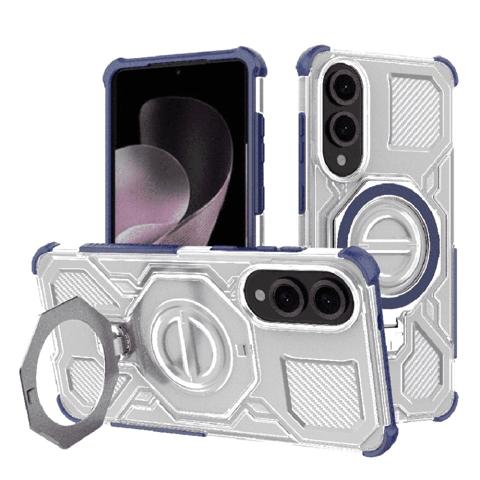 Husa pentru Samsung Galaxy S25 Edge, Antisoc, SKYDDAR INOVATION, Carbon Shield PRO, Magsafe, set cu sticker, Albastru