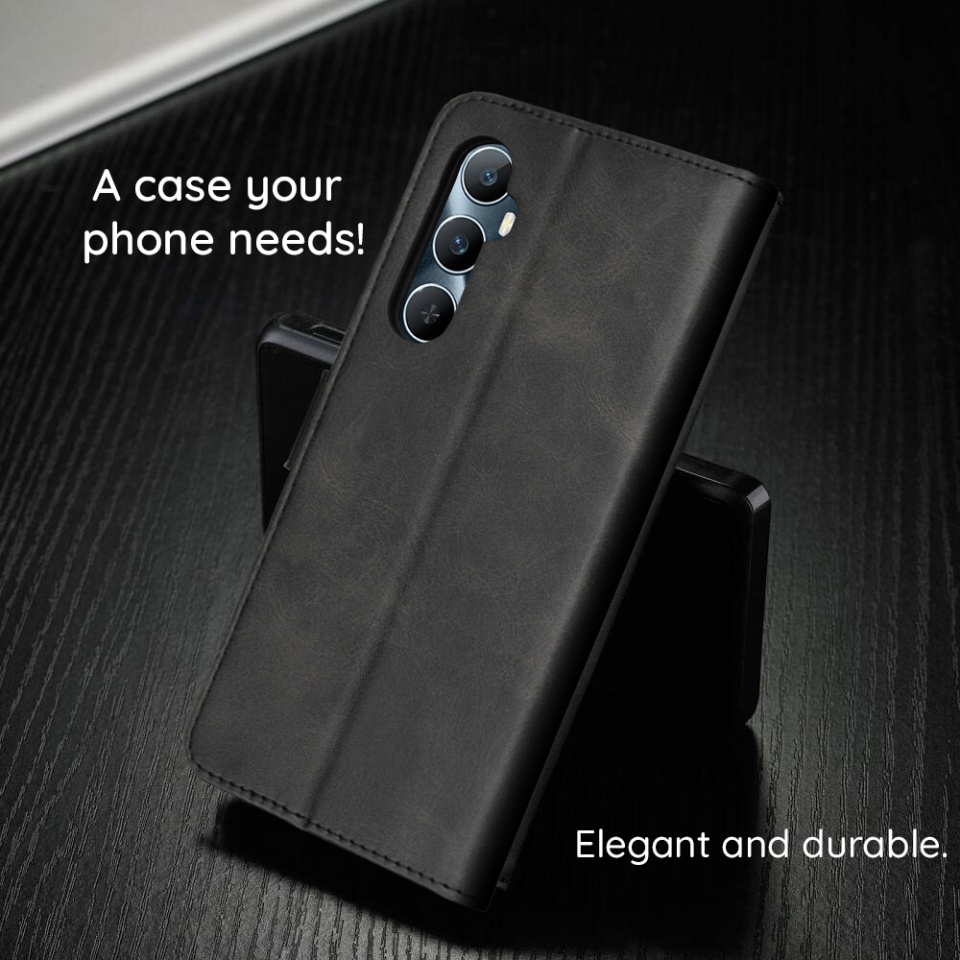 Husa pentru Samsung Galaxy S25 Edge, SKYDDAR INNOVATION, Diary Book, tip carte cu Portofel Interior, Protectie la socuri, Negru, set cu sticker - 3 | YEO