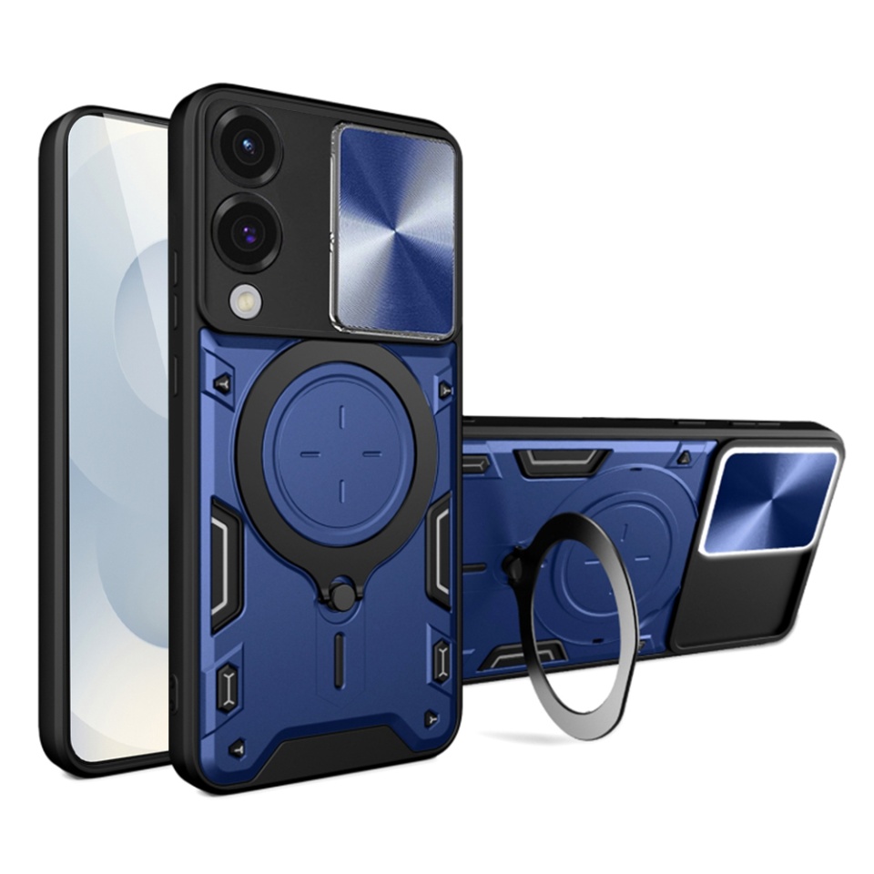 Husa pentru Samsung Galaxy S25 Edge, SKYDDAR INNOVATION, SafeCover cu Inel Magnetic, Protectie Camera, set cu sticker, Albastru