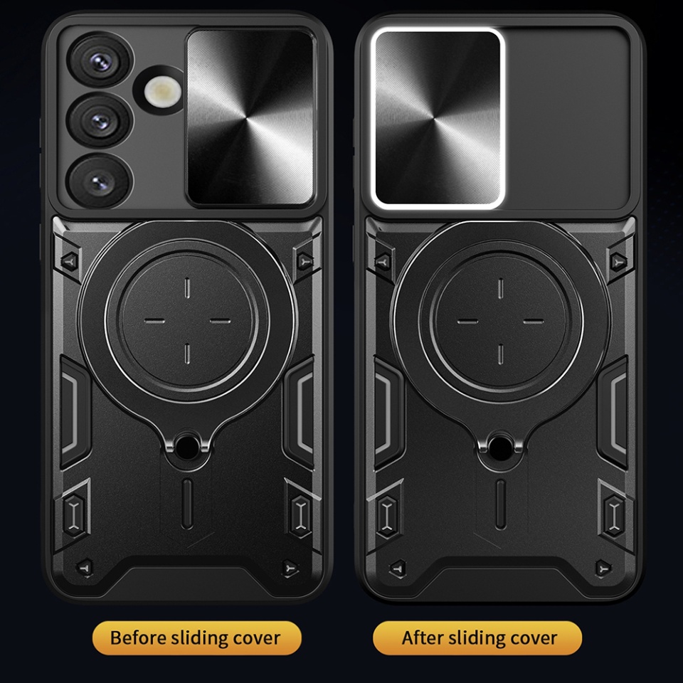 Husa pentru Samsung Galaxy S25 Edge, SKYDDAR INNOVATION, SafeCover cu Inel Magnetic, Protectie Camera, set cu sticker, Rosu - 3 | YEO
