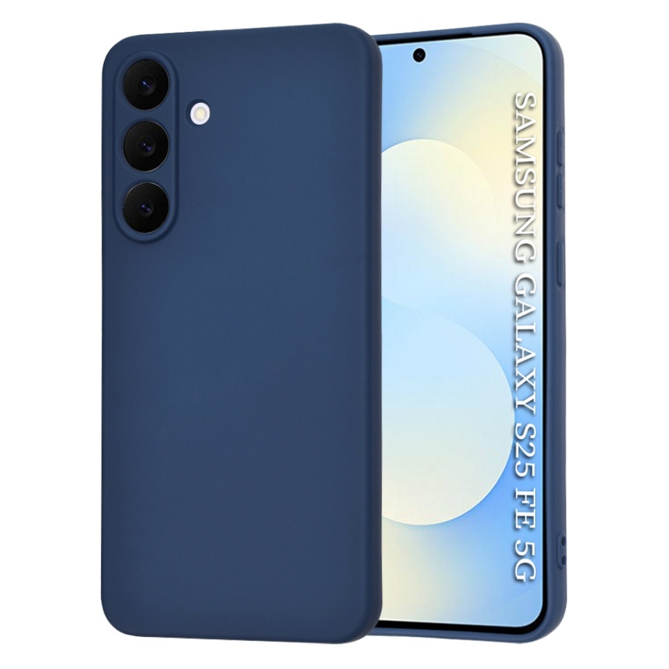 Husa pentru Samsung Galaxy S25 FE, SKYDDAR INNOVATION, din Silicon Catifelat, SoftElegance, set cu sticker, Bleumarin