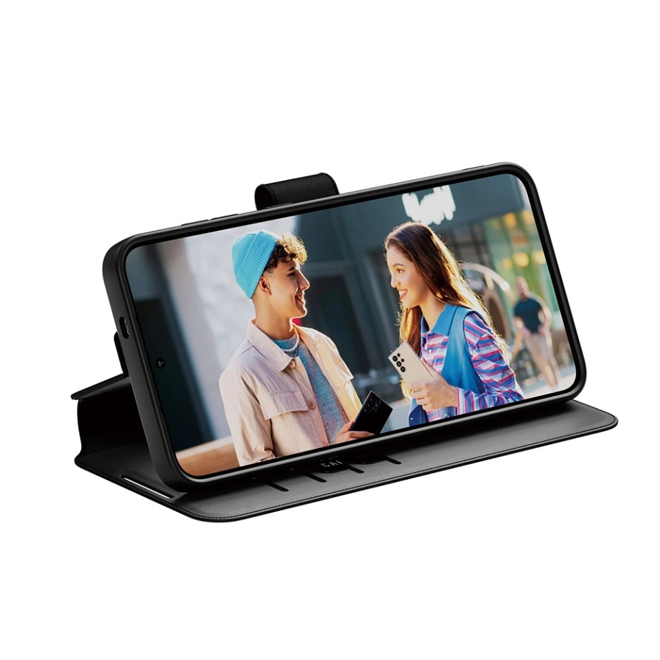 Husa pentru Samsung Galaxy S25 Plus, PanzerGlass, CARE Feature Kickstand Wallet Case, Tip Carte cu Inchidere Magnetica, Suport Stand si Slot Card Protectie 360°, Testata la Socuri, Negru - 2 | YEO