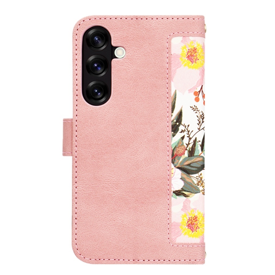 Husa pentru Samsung Galaxy S25 Plus, SKYDDAR INNOVATION, Flipcraft din Piele Ecologică, Stand Integrat, Buzunare pentru Carduri, set cu sticker, Roz - 2 | YEO