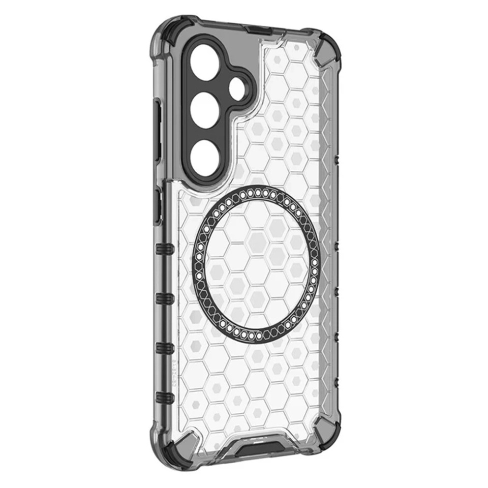 Husa pentru Samsung Galaxy S25 Plus, SKYDDAR INNOVATION, HoneyComb Shield MagSafe, Alb, set cu sticker - 2 | YEO