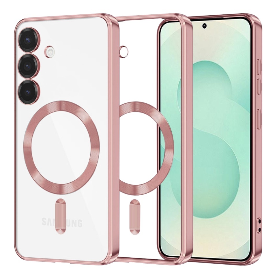 Husa pentru Samsung Galaxy S25 Plus, SKYDDAR INNOVATION, Luxury Shield Magsafe, Protectie Antisoc, set cu sticker, Roz