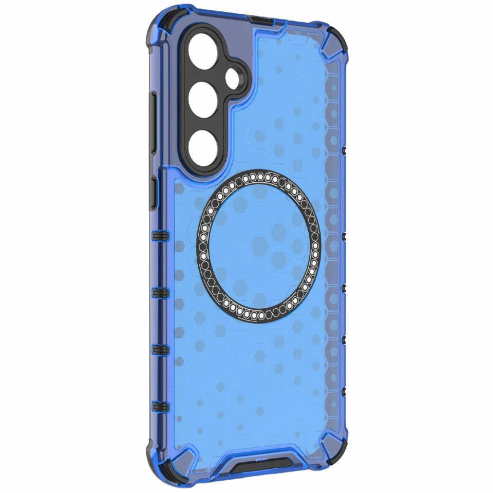 Husa pentru Samsung Galaxy S25, SKYDDAR INNOVATION, HoneyComb Shield MagSafe, Antisoc, set cu sticker, Albastru - 2 | YEO