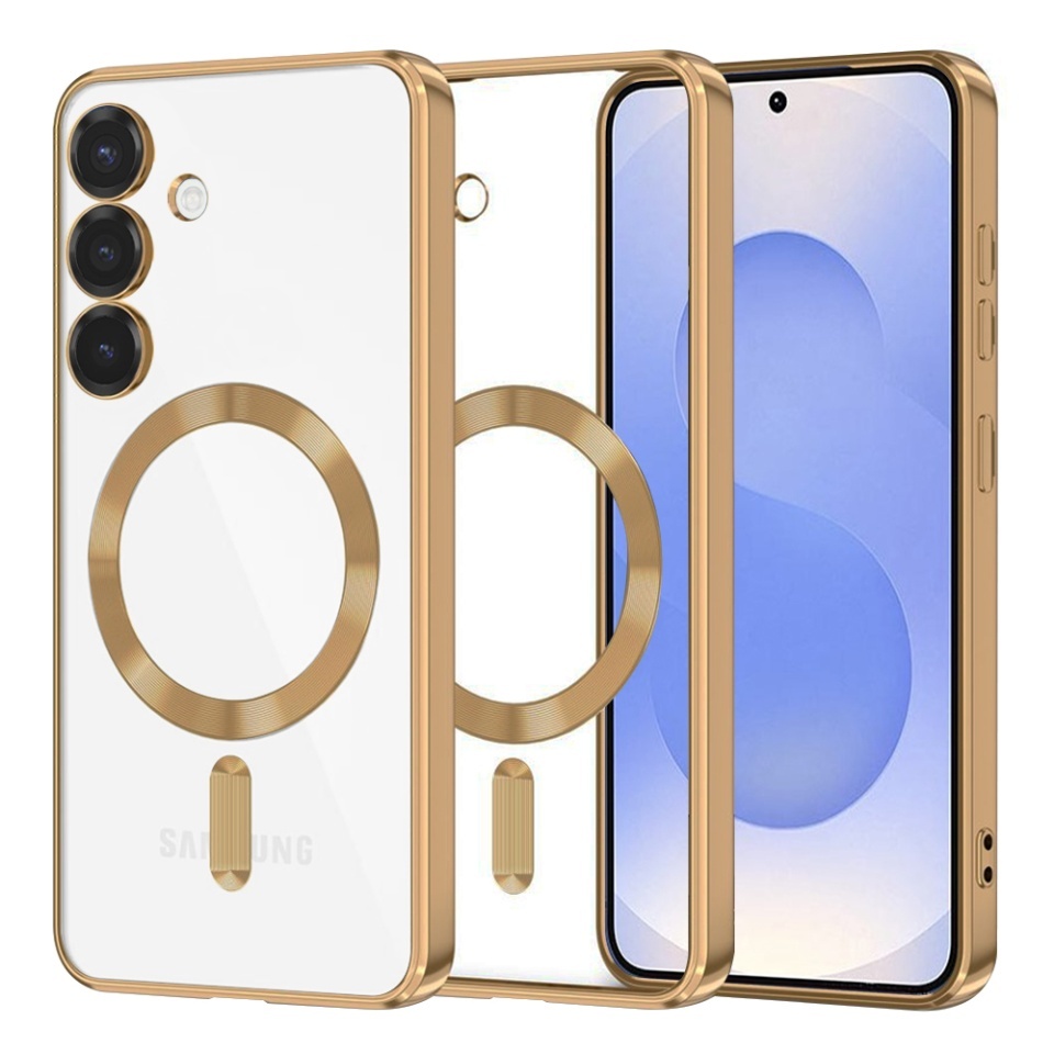 Husa pentru Samsung Galaxy S25, SKYDDAR INNOVATION, Luxury Shield Magsafe, Protectie Antisoc, set cu sticker, Auriu