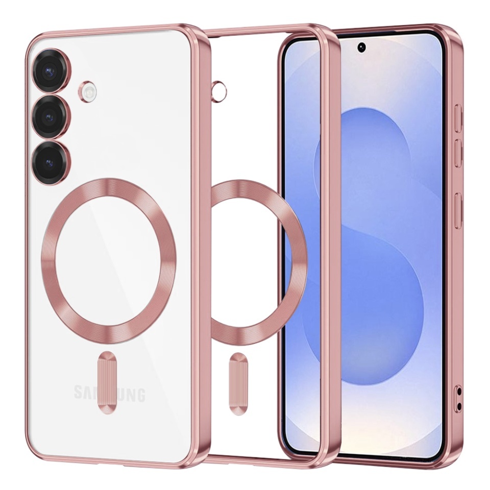 Husa pentru Samsung Galaxy S25, SKYDDAR INNOVATION, Luxury Shield Magsafe, Protectie Antisoc, set cu sticker, Roz