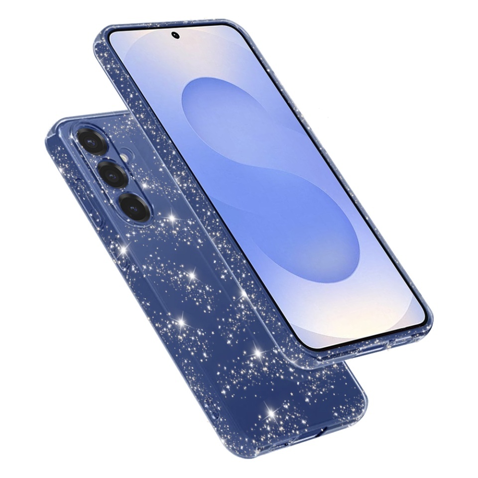 Husa pentru Samsung Galaxy S25, SKYDDAR INNOVATION, SparkleSkin din Silicon TPU cu Sclipici, Design Elegant, set cu sticker, Transparenta