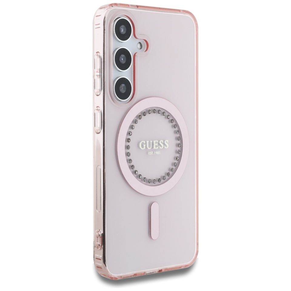 Husa pentru Samsung Galaxy S25 Ultra IML Rhinestones MagSafe, Guess - Roz - 2 | YEO