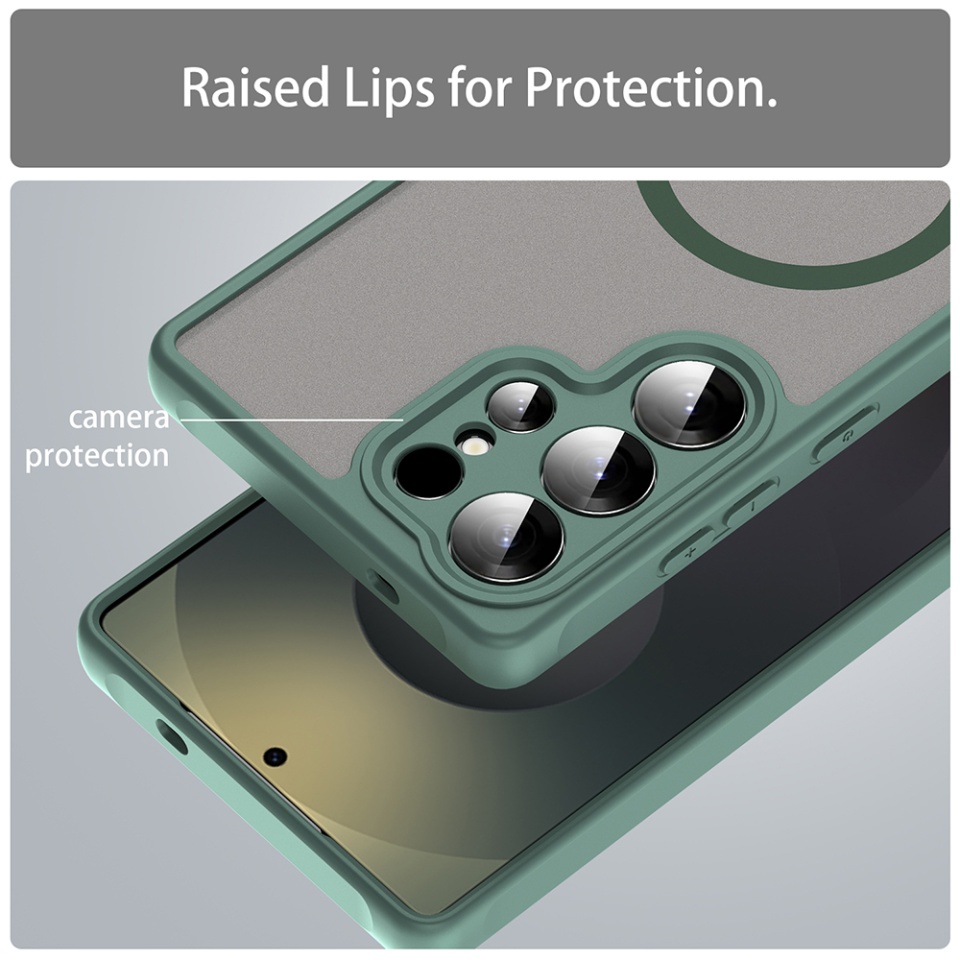 Husa pentru Samsung Galaxy S25 Ultra, SKYDDAR INNOVATION, HaloFrost MagSafe II, Antisoc, set cu sticker, Verde - 3 | YEO