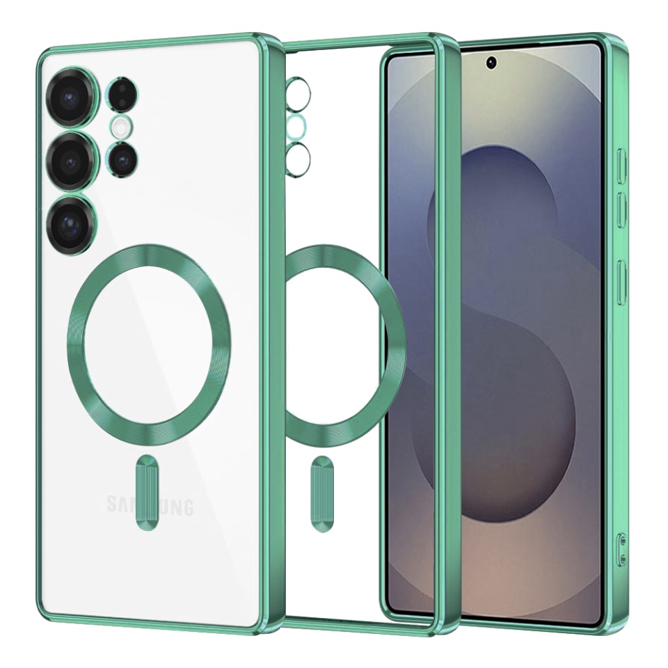 Husa pentru Samsung Galaxy S25 Ultra, SKYDDAR INNOVATION, Luxury Shield Magsafe, Protectie Antisoc, set cu sticker, Verde deschis