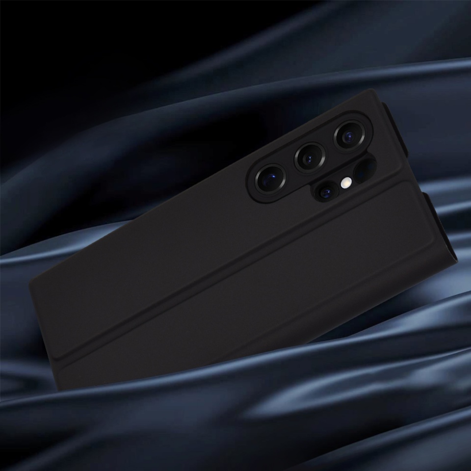 Husa pentru Samsung Galaxy S25 Ultra, SKYDDAR INNOVATION, Magskin Book, tip Carte cu Portofel Interior, set cu sticker, Negru - 5