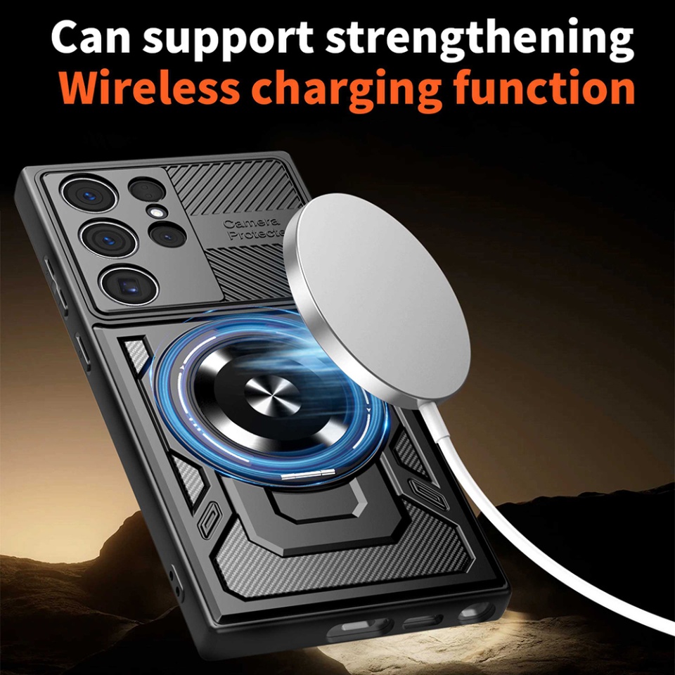 Husa pentru Samsung Galaxy S25 Ultra, SKYDDAR INNOVATION, RuggedCam, Inel magnetic antisoc, set cu sticker, Albastru - 1 | YEO