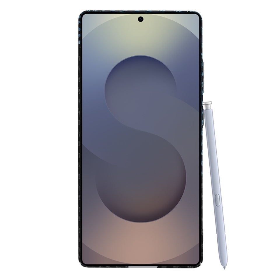 Husa pentru Samsung Galaxy S25 Ultra, SKYDDAR INNOVATION, textura carbon, Carbonite FiberShell, set cu sticker, Bleu, - 1 | YEO