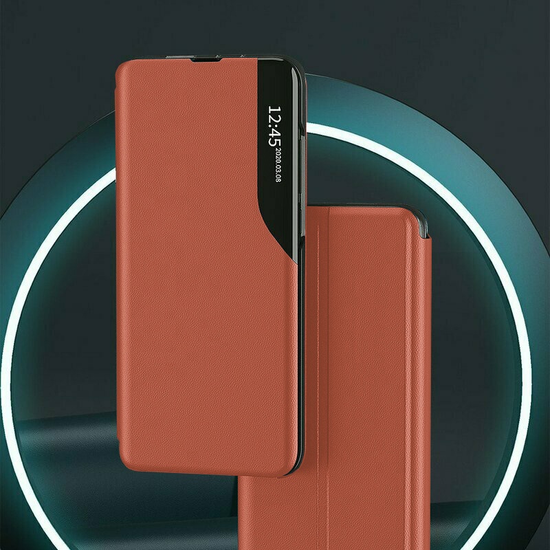 Husa pentru Samsung Galaxy S25 Ultra tip carte, Skyddar Eco View Leather - Portocaliu - 2 | YEO