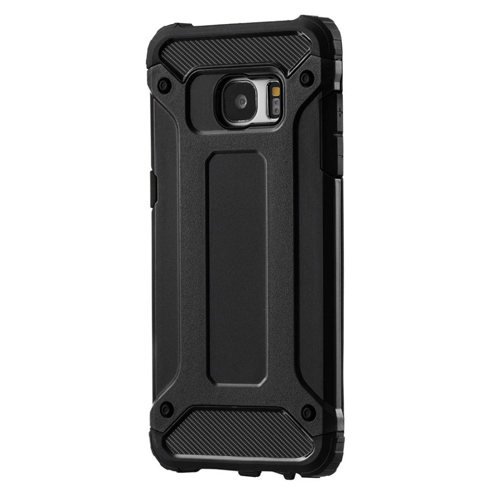Husa pentru Samsung Galaxy S7, SKYDDAR INNOVATION, Hybrid Armor, din Plastic Dur, Margini Cauciucate, Antisoc, set cu sticker, Negru - 1 | YEO
