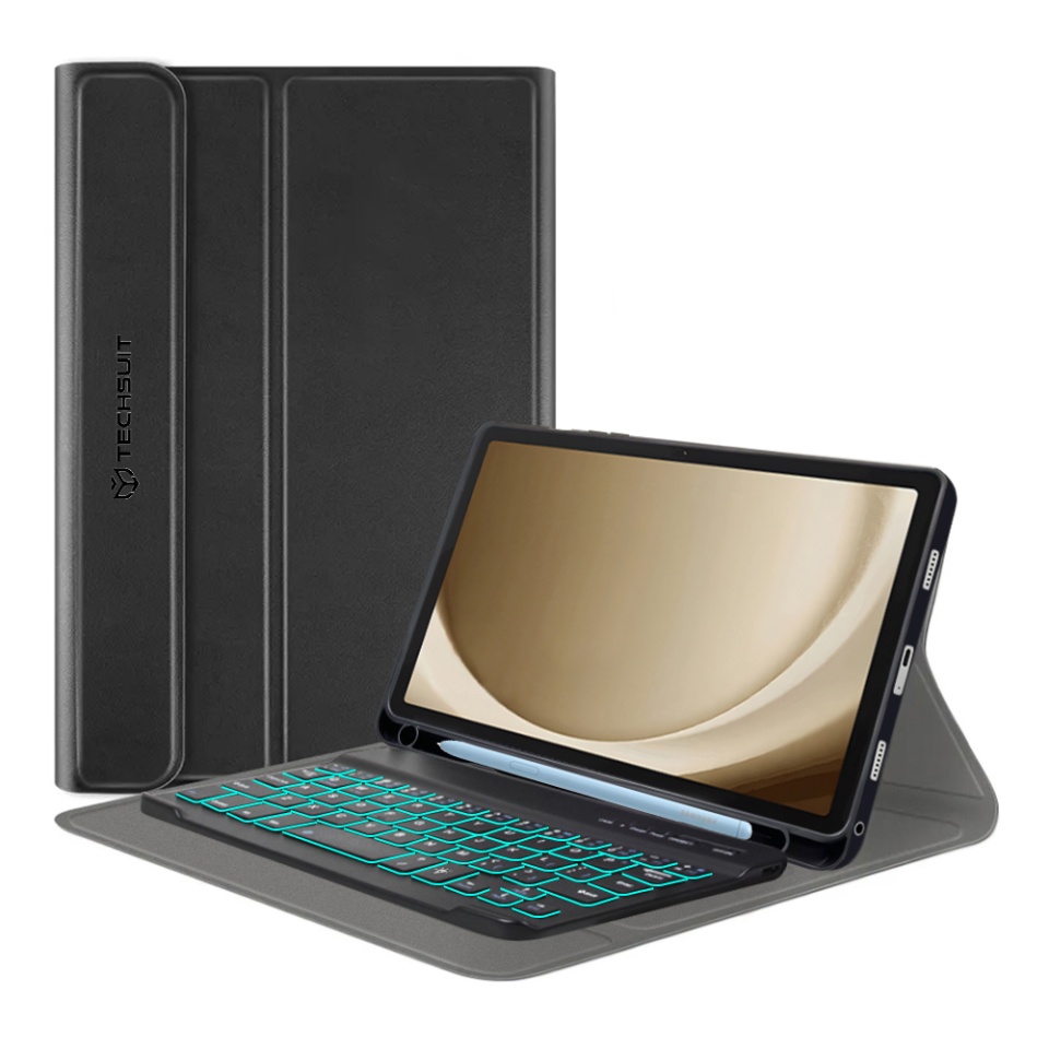 Husa pentru Samsung Galaxy Tab A9 Plus cu Tastatura Bluetooth si Protectie 360°, SKDR DuoSmart Cover - Negru
