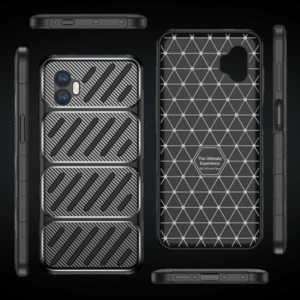 Husa pentru Samsung Galaxy Xcover7 Pro, SKYDDAR INNOVATION, CarbonFiber, Antisoc, Negru, set cu sticker - 1 | YEO