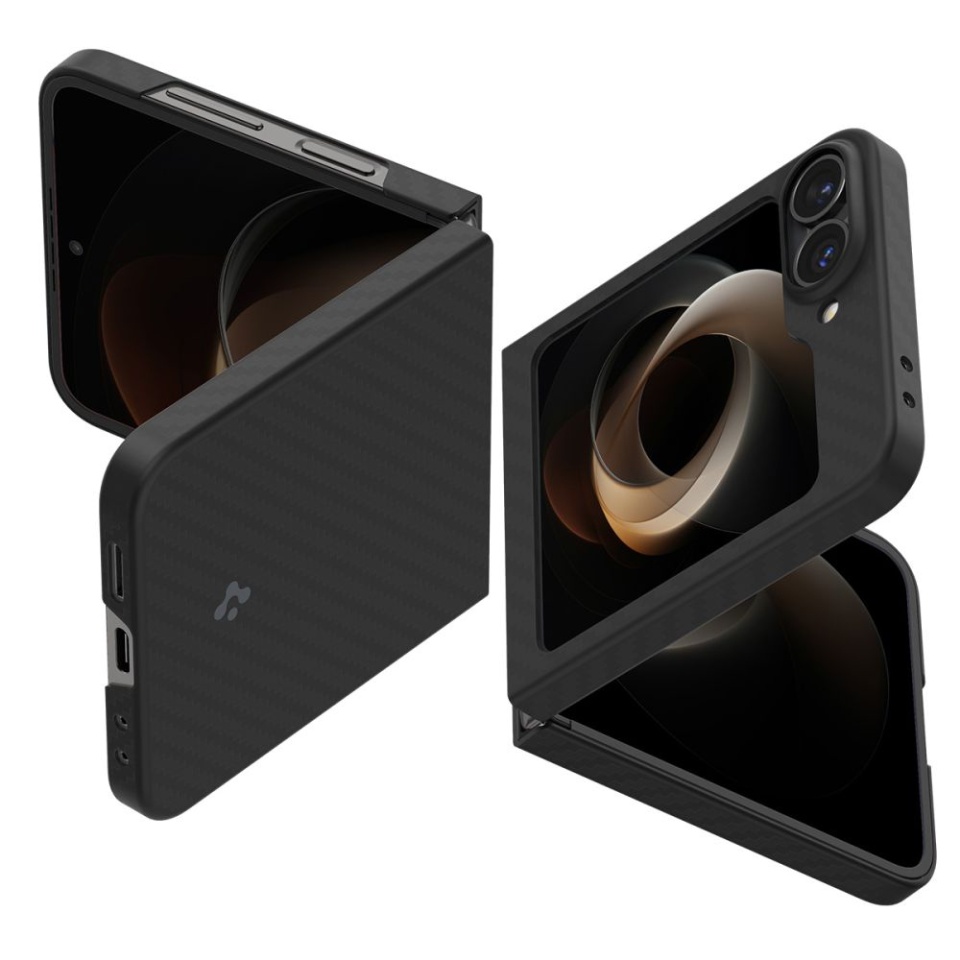 Husa pentru Samsung Galaxy Z Flip6 din silicon premium, Spigen Air Skin - Negru aramid