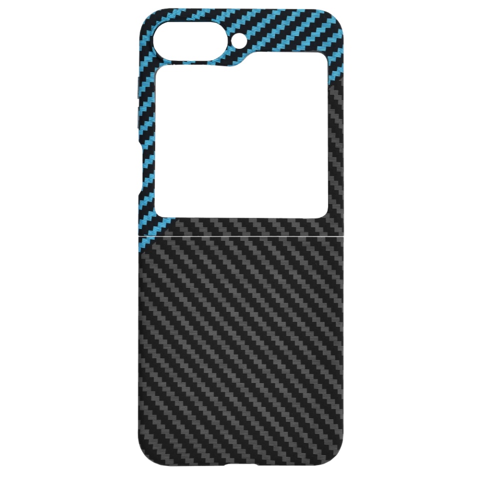 Husa pentru Samsung Galaxy Z Flip6, Finisaj Premium cu Textura de Carbon, Design Elegant, SKDR CarbonFlex - Bleu - 3 | YEO