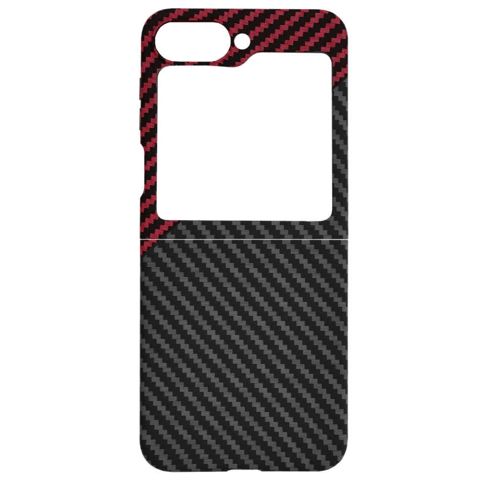 Husa pentru Samsung Galaxy Z Flip6, Finisaj Premium cu Textura de Carbon, Design Elegant, SKDR CarbonFlex - Rosu inchis - 3 | YEO