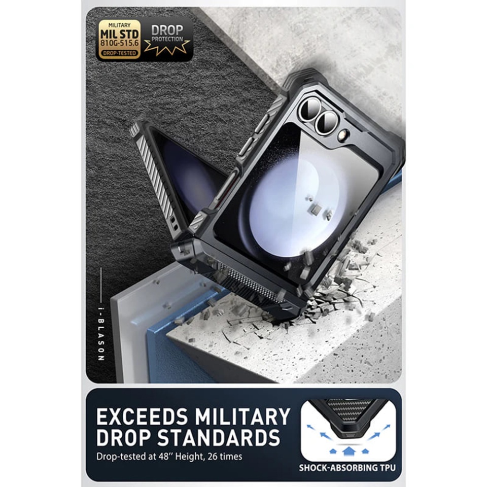 Husa pentru Samsung Galaxy Z Flip6, Kickstand, AntiSock, I-Blason Armorbox - Negru - 3 | YEO