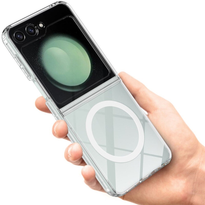 Husa pentru Samsung Galaxy Z Flip6, SKYDDAR INNOVATION, Shockproof MagSafe, Transparenta, set cu sticker - 2 | YEO