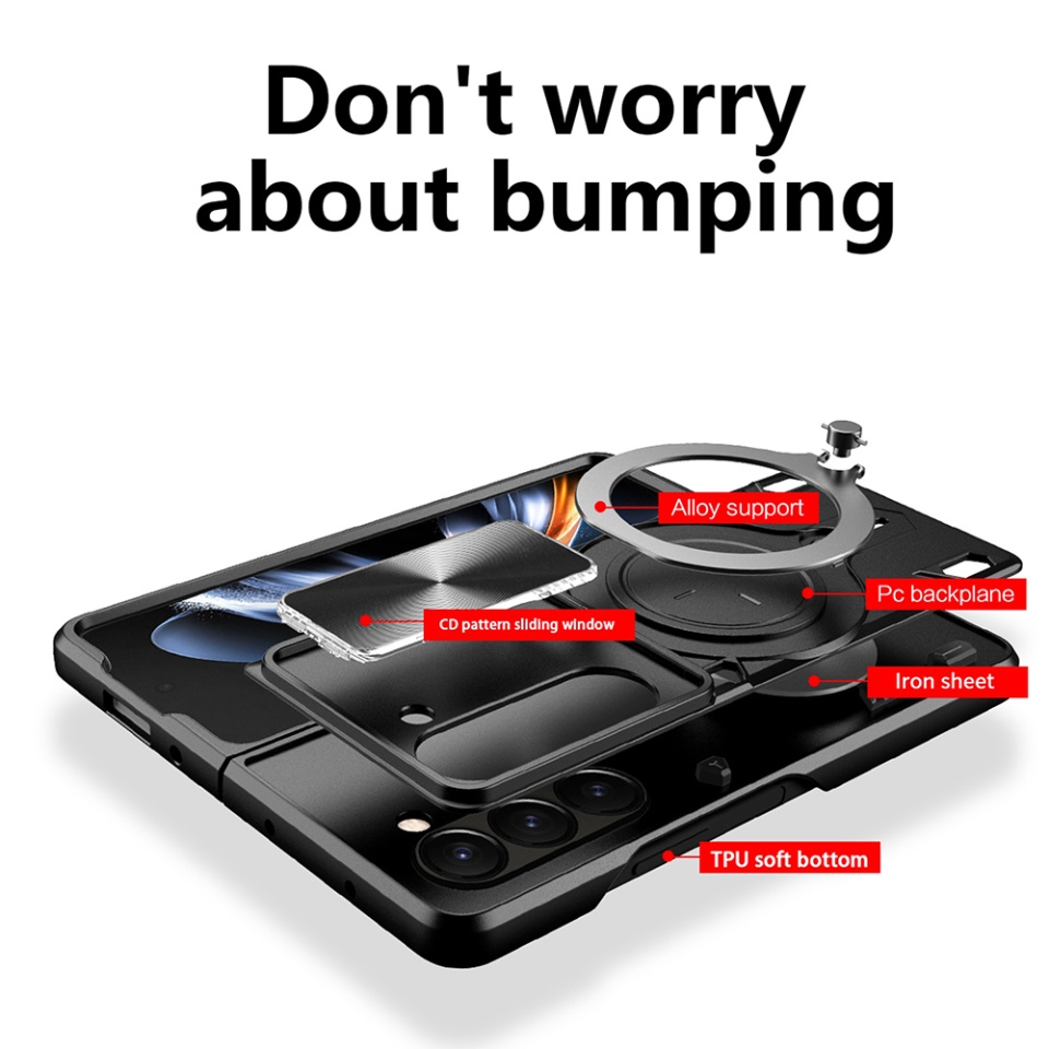Husa pentru Samsung Galaxy Z Fold5, SKYDDAR INNOVATION, CamGuard Pro, Inel Magnetic, Protectie Camera, set cu sticker, Mov - 1 | YEO