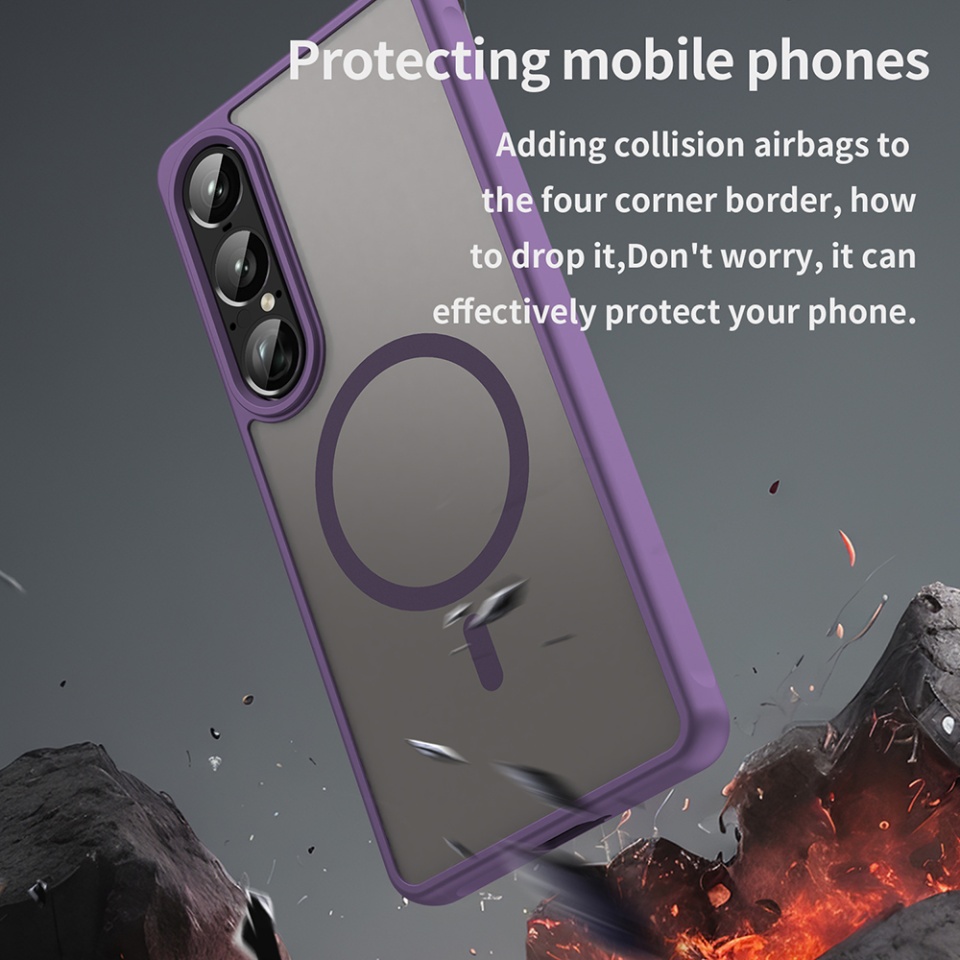 Husa pentru Sony Xperia 1 VII, SKYDDAR INNOVATION, HaloFrost MagSafe II, Antisoc, set cu sticker, Mov - 3 | YEO