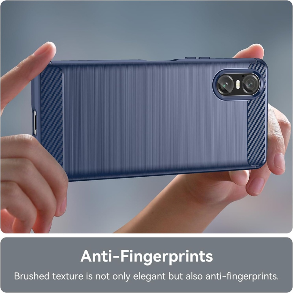 Husa pentru Sony Xperia 10 VI din Silicon Premium, Slim, cu textura Fibra Carbon - Negru - 3 | YEO
