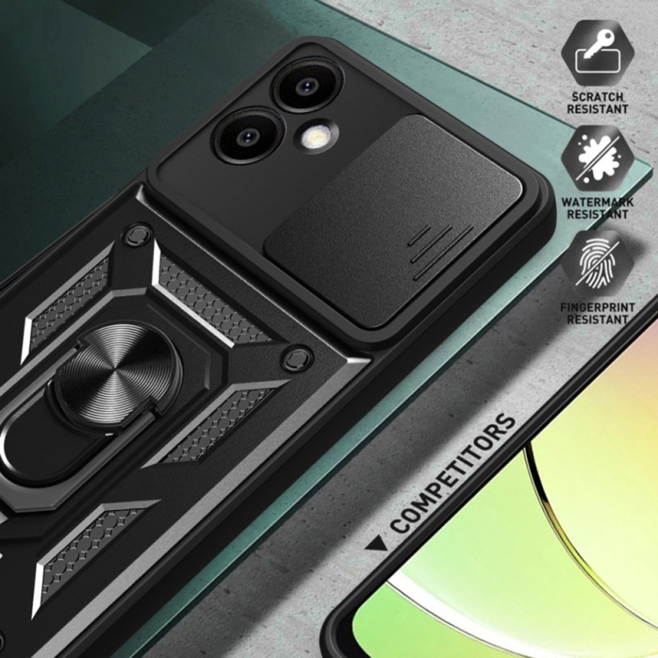 Husa pentru telefon, SKYDDAR INNOVATION, Samsung Galaxy S25 Edge, CamShield, Antisoc, Inel Magentic, set cu sticker, Verde - 3 | YEO