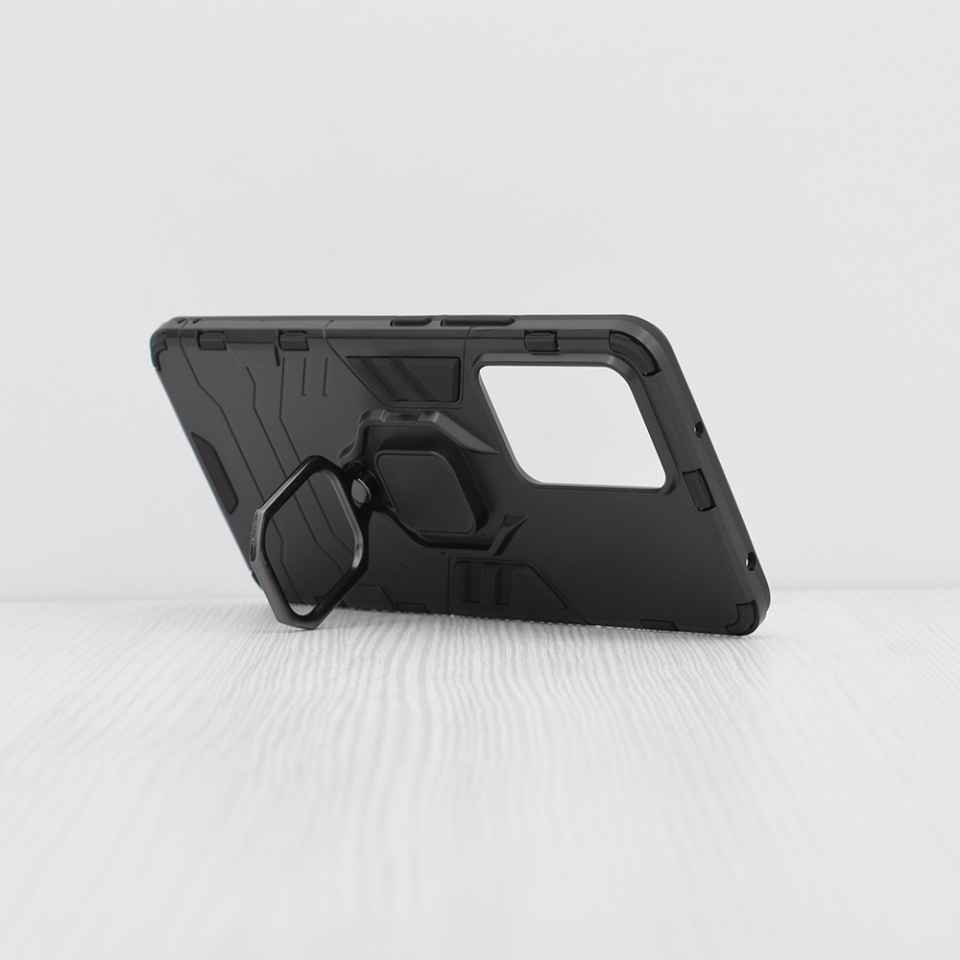 Husa pentru Xiaomi 13 Lite, SKYDDAR INNOVATION, Silicone Shield, cu Inel Magnetic, Antisoc, set cu sticker, Negru - 1 | YEO
