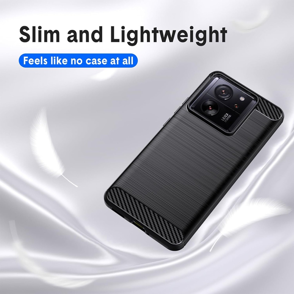 Husa pentru Xiaomi 13T / 13T Pro, SKYDDAR INNOVATION, Carbon Silicone, din Silicon Slim, cu textura Fibra Carbon, set cu sticker, Negru - 1 | YEO