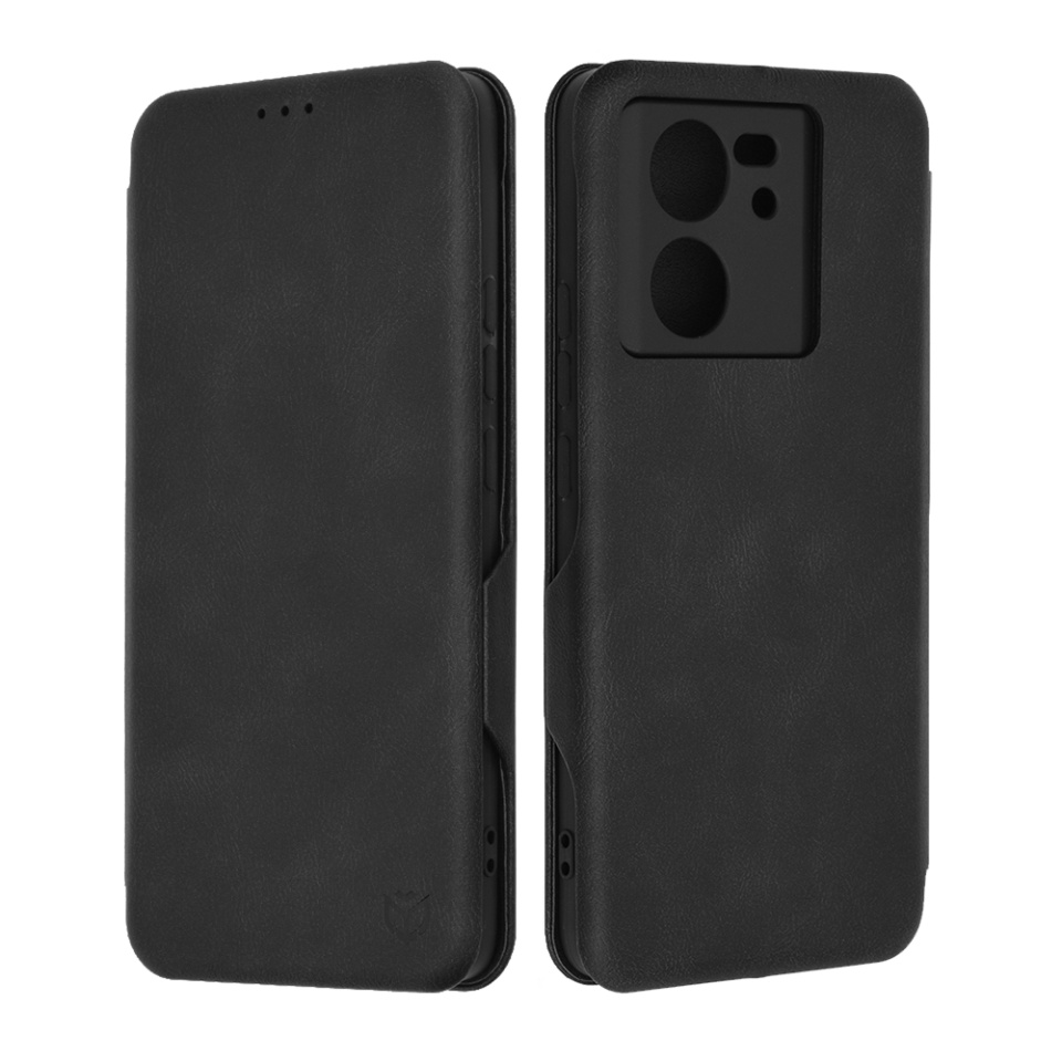Husa pentru Xiaomi 13T / 13T Pro, SKYDDAR INNOVATION, Safe Wallet tip carte din Piele Ecologica, Suport Carduri, Inchidere Magnetica, Negru, set cu sticker