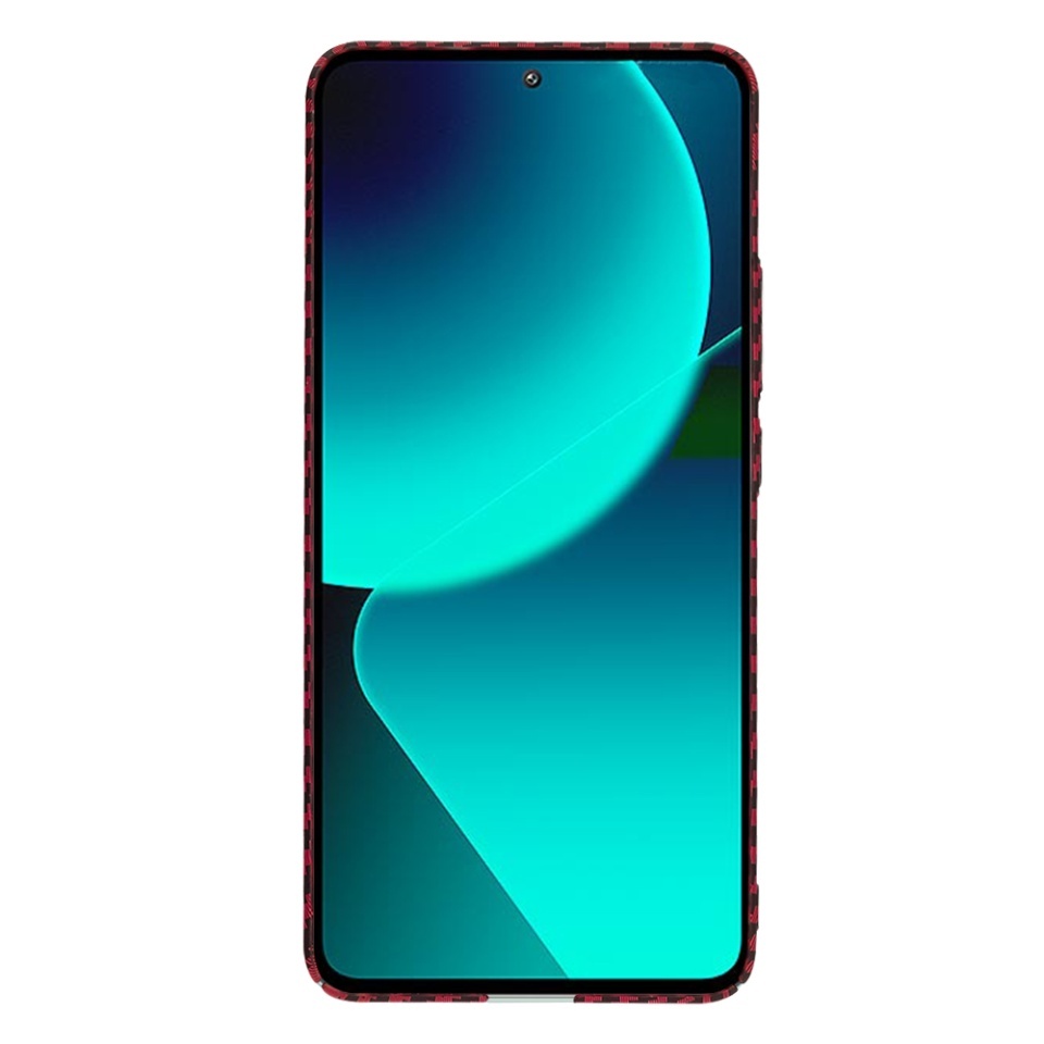 Husa pentru Xiaomi 13T / 13T Pro, SKYDDAR INNOVATION, textura carbon, Carbonite FiberShell, set cu sticker, Rosu, - 1 | YEO