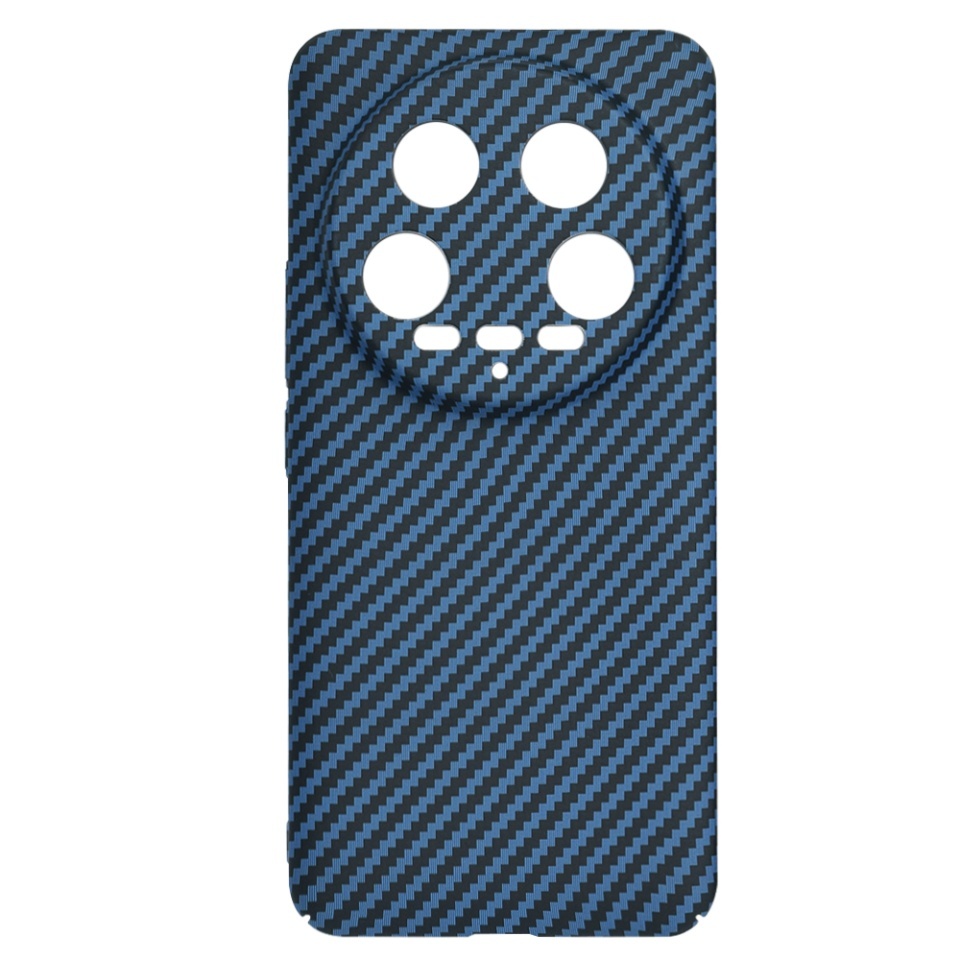 Husa pentru Xiaomi 14 Ultra, SKYDDAR INNOVATION, textura carbon, Carbonite FiberShell, set cu sticker, Cyan, - 3 | YEO