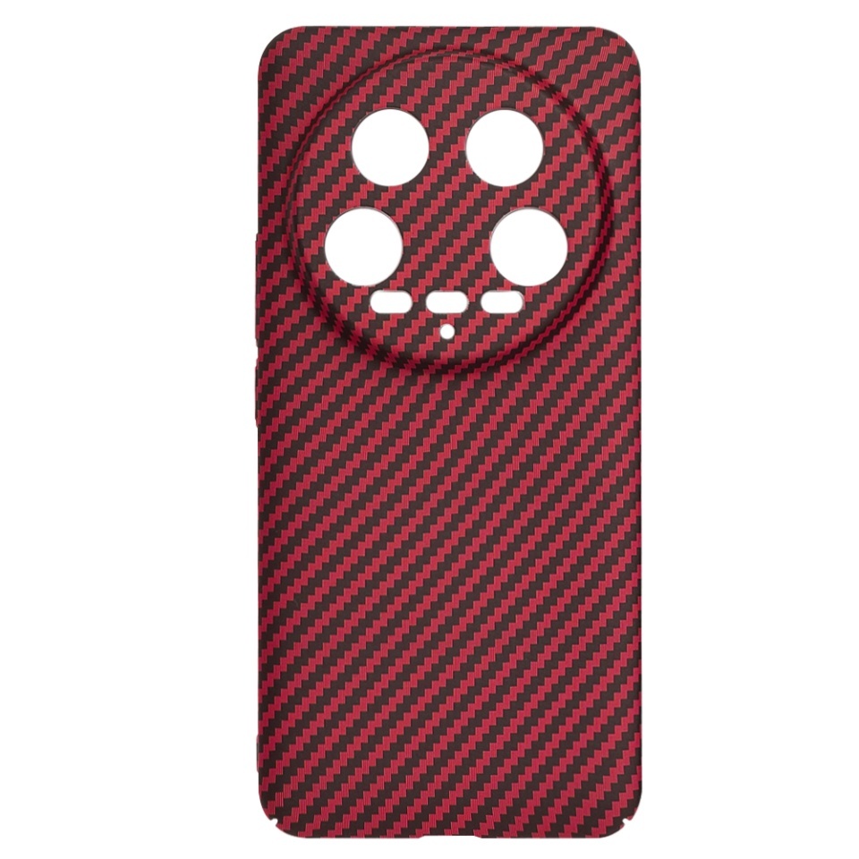 Husa pentru Xiaomi 14 Ultra, SKYDDAR INNOVATION, textura carbon, Carbonite FiberShell, set cu sticker, Rosu, - 3 | YEO